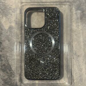 iPhone 15 Pro Max Glitter Black Snap-On Protective Phone Case